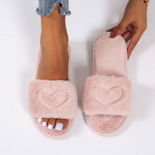 Weiche, leichte Hausschuhe für Damen mit flauschigem Futter, offenem Zehenbereich und gekreuzten Riemen – ideal zum Hineinschlüpfen und für