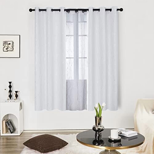 Silver Wave Dot Thermal Curtains 42x72 in Set of 2 1