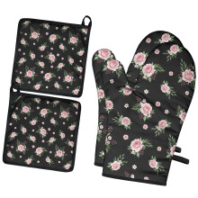 Gants de cuisine résistants à la chaleur à motif floral, lot de 2, 19,5 x 30,5 cm