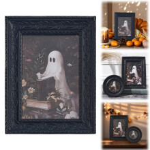 Porta-retratos gótico fantasma, em resina, multifuncional, para mesa, ideal para Halloween, Dia de Ação de Graças e decoração de banheiro –