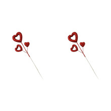 2 Stück Glitzerherz-Picks für Valentinstag, Hochzeiten, Blumenarrangements & Bastelarbeiten – Rot, geeignet für DIY-Dekorationen