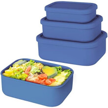 Ensemble de 3 boîtes de conservation en silicone (300 ml, 700 ml, 1,3 L), hermétiques, compatibles micro-ondes, lave-vaisselle et congélateur.