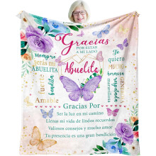 Abuelita Gaver på spansk – Fødselsdags- og bedstemortæppe 60"x50", Gaver til Abuela fra børnebørn