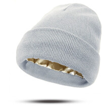 Bonnet en maille doublé de satin pour femmes et hommes, taille unique