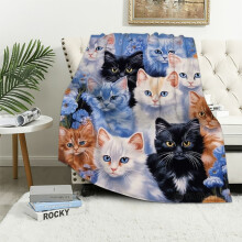 Superweiche Plüsch-Katzencollage-Decke für Bett und Decke – Queen-Size, Unisex & Kinder, geeignet für Katzenliebhaber