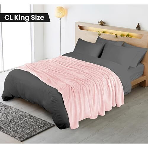 Ροζ Κουβέρτα Fleece California King Size Ελαφριά, Αφράτη, Μαλακή, Αντιστατική Κουβέρτα από 1