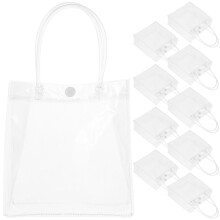 OUNONA Transparente PVC-Geschenktüten mit Henkeln, durchsichtige, wiederverwendbare Einkaufstaschen, 10 Stück, kleine Größe