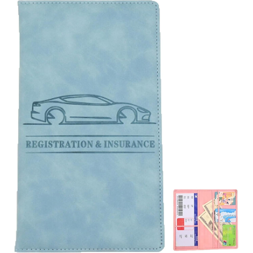 Leather Car Document Holder With Magnetic Shut For License & Insurance Cards Â 1Pc Blue 9450273758749