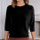 Damen-Herbstpullover, lässig, einfarbig, Strickpullover, Rundhalsausschnitt, Dreiviertelärmel, weich, bequem, leicht, schwarz 4