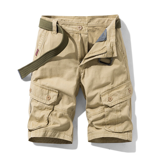 Men's Casual Cargo Belt Solid Multi- Pocket Leisure Shorts 1