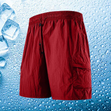Shorts masculinos casuais de verão, cor sólida, bolsos portáteis, cordão, cintura elástica, zíper, shorts confortáveis estilo cargo, tamanhos