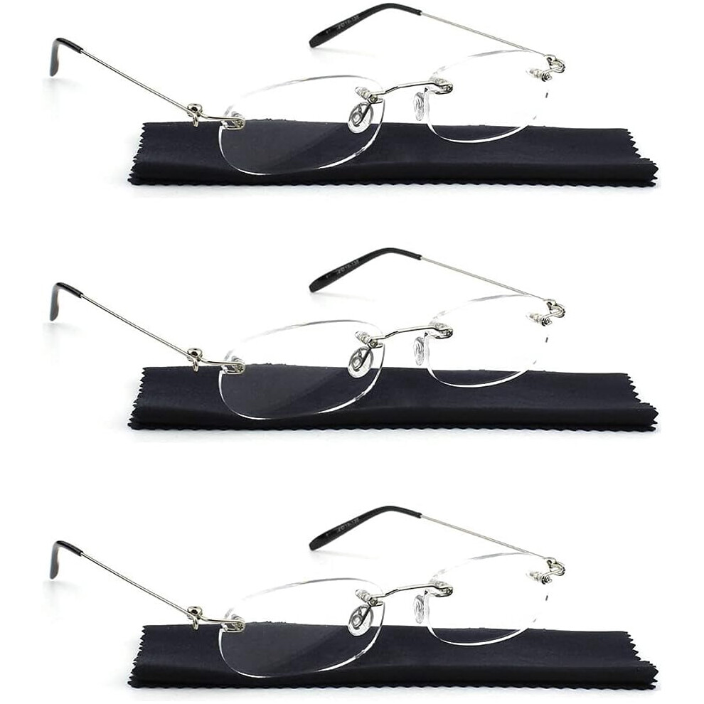 Reading Glasses Unisex Rimless +1.5 2 Pairs