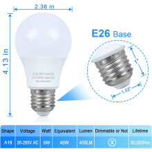 Ampoules LED JINYUN (lot de 4), équivalent 40 W, lumière du jour 5000 K, culot E26, 120 V, non dimmables