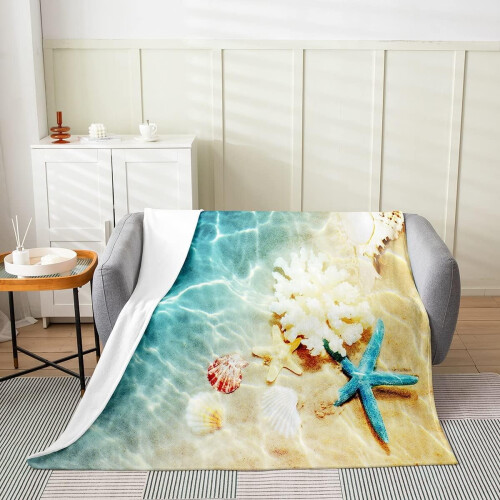 Κουβέρτα Ocean Throw 40x50, Κουβέρτα από Τιρκουάζ Φλις για Αγόρια & Κορίτσια – Χαβανέζικα 1