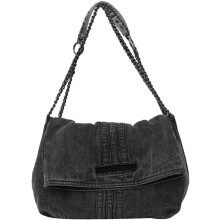 Geantă de mână pentru femei, geantă de umăr din denim, geantă retro crossbody, capacitate mare, geantă tote, curea cu lanț, geantă subraț