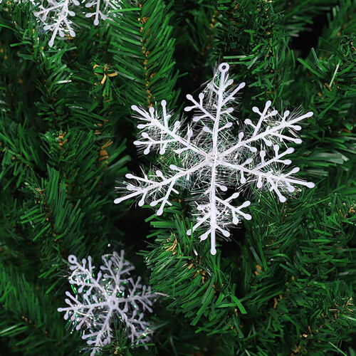 Glitter Snowflake Ornaments Set Silver 3pcs 2