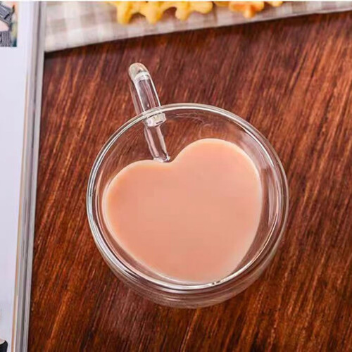 Herzförmiger doppelwandiger Glasbecher, 180 ml oder 240 ml 2