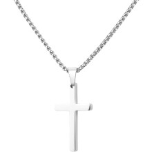 Kreuzkette für Herren, schlichte Kreuzanhänger-Halskette aus Edelstahl, silber-goldfarben, Boxkette, 45-66 cm