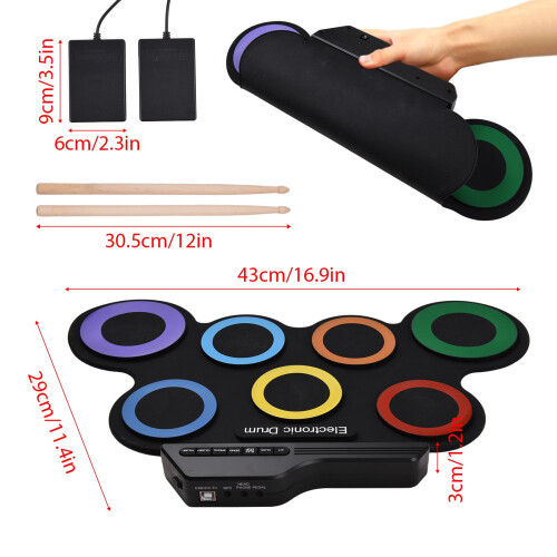 Electronic Drum Kit 7-Pad with Pedals and Drumsticks 1