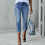Γυναικείο παντελόνι Capri Jeans με ίσια γραμμή, ελαστικό τζιν, ανοιχτό μπλε 2