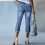 Γυναικείο παντελόνι Capri Jeans με ίσια γραμμή, ελαστικό τζιν, ανοιχτό μπλε 4