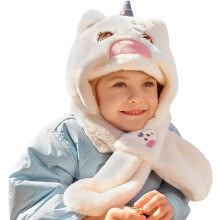 Winter Fuzzy Hat for Kids Cartoon Hooded Scarf Toddler Boys and Girls