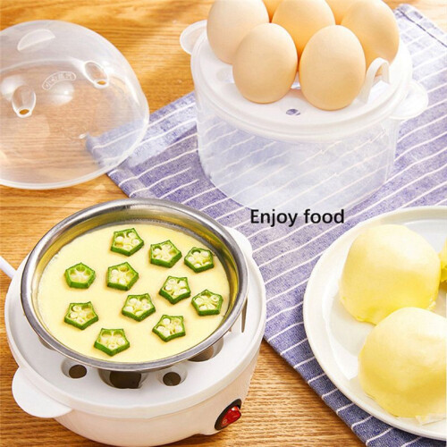Electric Egg Cooker Double-Layer Multi-Function Egg Cooker Corn Milk Quick Breakfast Egg Steamer -US Plug 2