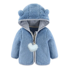 Höst Vinter Baby Flicka Pojke Fleecejacka med Hel Dragkedja, Hoodies Med Öron, Huvajacka, Ytterkläder Med Fickor (Blå_Z, 6-12 Mån)