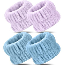 4pcs Microfiber Wrist Bands for Face Washing – Absorbent Spa Wristbands for Women & Men, Compatible with Daily Facial Cleansing