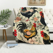 Coperta in flanella con stampa di gallo, 100x130 cm