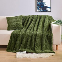 Faux Fur Throw Blanket Olive Green 50 x 63 in
