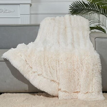 Fuzzy Faux Fur Throw Blanket Ivory Super Soft Cozy Plush Fuzzy Shaggy Blanket for Couch Sofa Bed (Ivory, Throw(40"x50"))