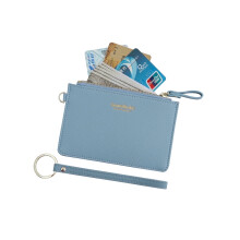 (Dark Blue) Women's genuine leather RFID anti-magnetic card wallet, red