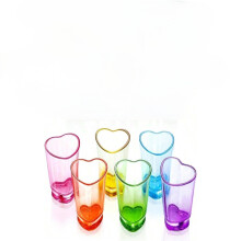 Conjunto de 6 copos de shot rosa em formato de coração, 443 ml (15 oz)