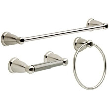 Kinla 3-delige badkamerset satijnnikkel 24" handdoekstang, toiletpapierhouder, ring 3-delige hardware KIN3PC-SN
