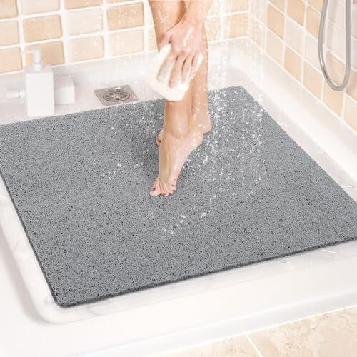 Douchemat, antislip badmat, 24x24 inch, grijs