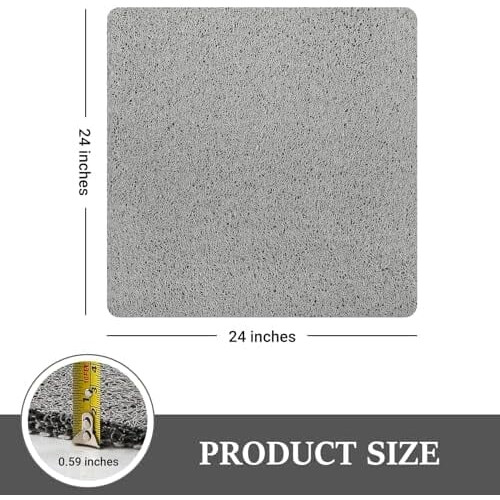 Douchemat, antislip badmat, 24x24 inch, grijs 1
