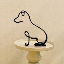 Minimalistische metalen kunstsculptuur, abstract geometrisch dierenbeeld van metaaldraad, minimalistische metalen sculptuur voor woonkamer en