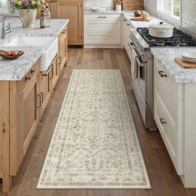 Taupe runner rug vintage style 2x5 feet low-pile non-slip