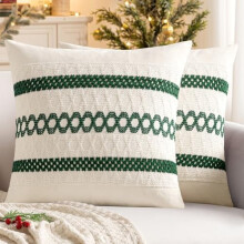 2 mörkgröna boho örngott 40x40 cm, lantliga rustika bomullskuddar, modern vårinredning för soffa/säng/fåtölj