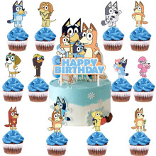 25 stk. kage-cupcake-topper-dekorationer, tegneseriehund, fødselsdagsfestartikler