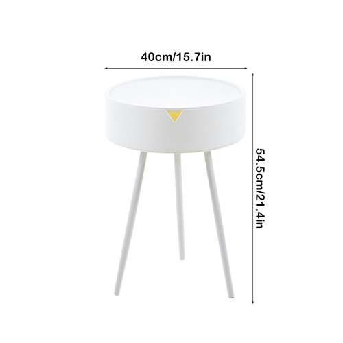 Wireless Charging Bedside Table White Triangular 2