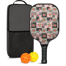 Pickleball-Schlägerset mit floraler Fiberglasoberfläche, 2 Bällen und Tasche – Geeignet für drinnen und draußen