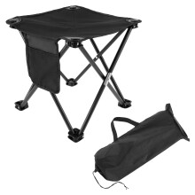 Banqueta dobrável portátil em tecido Oxford para camping, com bolso lateral, antiderrapante, resistente e ideal para viagens, churrascos e pesca.