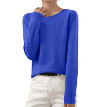 Pull femme VERUGU Automne Tricot torsadé Col rond Cardigan décontracté Manches longues Doux Uni Bleu foncé 3XL