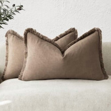 Housses de coussin à franges en lin, 45 x 45 cm, lot de 2