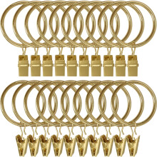 30 Pack Curtain Rings with Clips, Heavy Duty Drapery Clip,Tension Rods Hooks, Polish Gold Curtain Hooks Hangers