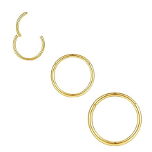 Orrgyűrű karika, 3 db acél 18G orrgyűrű szeptum porc karika, fülbevaló kagyló piercing ékszer nőknek, átmérő 6mm-10mm, arany