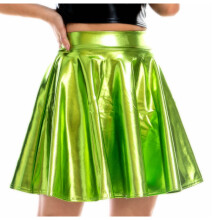 Gonna alla moda da donna, gonna metallizzata, abito basic versatile elasticizzato a trapezio, abito casual a tinta unita per feste, mini gonna