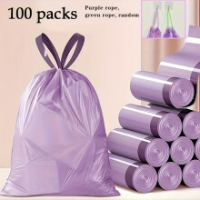 Sacs poubelle portables - Lot de 100, violets, sacs Ă cordon pour la maison et les fĂŞtes